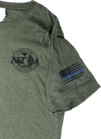 UNISEX SHORT SLEEVE FLAG/SWAT WITH BLUE STRIPE T-SHIRT