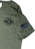 UNISEX SHORT SLEEVE FLAG/SWAT WITH BLUE STRIPE T-SHIRT